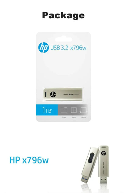 HP USB Flash Drive 3.2 32GB 64GB High Speed ​​Sticks External Storage Metal Pen Drive Creative Personality Car Music