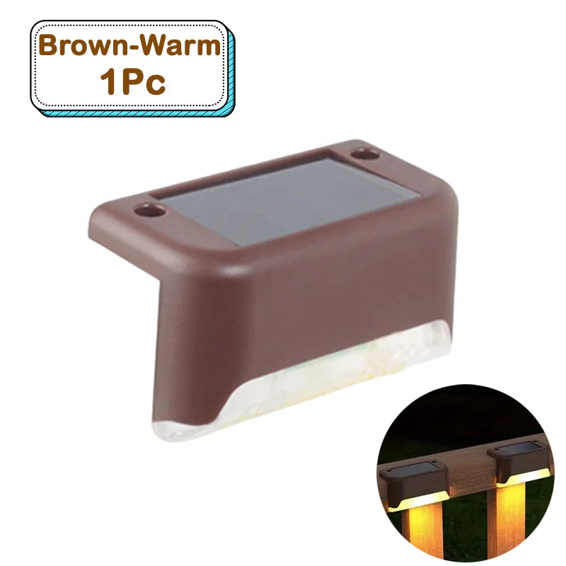 Outdoor Solar Step Lights Warm White LED Waterproof Stair Path Lighting for Garden Patio Fence Balcony Decoration Solar Power