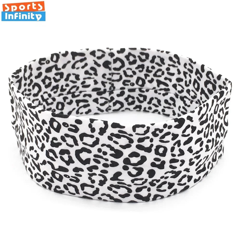 Fashion Leopard Print Sports Headband Yoga Headband Women's Fitness Elastic Cotton Sweat-Absorbing Headscarf Athletic Headwear