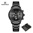 NAVIFORCE NF8076 Sports Watches for Men Stainless Strap Quartz 3ATM Waterproof Shockproof New Fashionable Clock