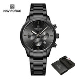 NAVIFORCE NF8076 Sports Watches for Men Stainless Steel Strap Quartz 3ATM Waterproof Shockproof New Fashionable Watch