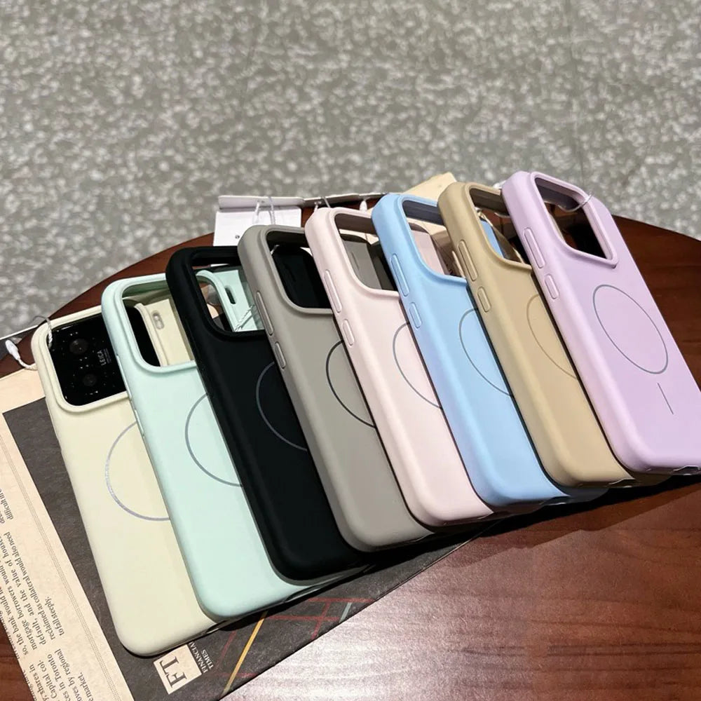 Colorful Liquid Silicone For Magsafe Wireless Charger Magnetic Case for Xiaomi 15 14 Pro 15 Pro Shockproof Soft Cover
