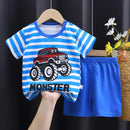 New Boys Summer Clothing Set Full Bear Print Cotton Short Sleeve T-shirts and Shorts 2PCS Breathable Outfit For Girls