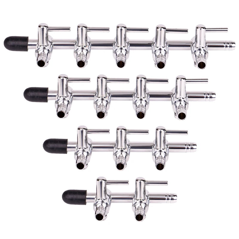 Stainless Steel Aquarium Air Distributor Fish Tank Oxygen Pump Accessories Air Splitter Flow Controller Pump Switch Valve Tap