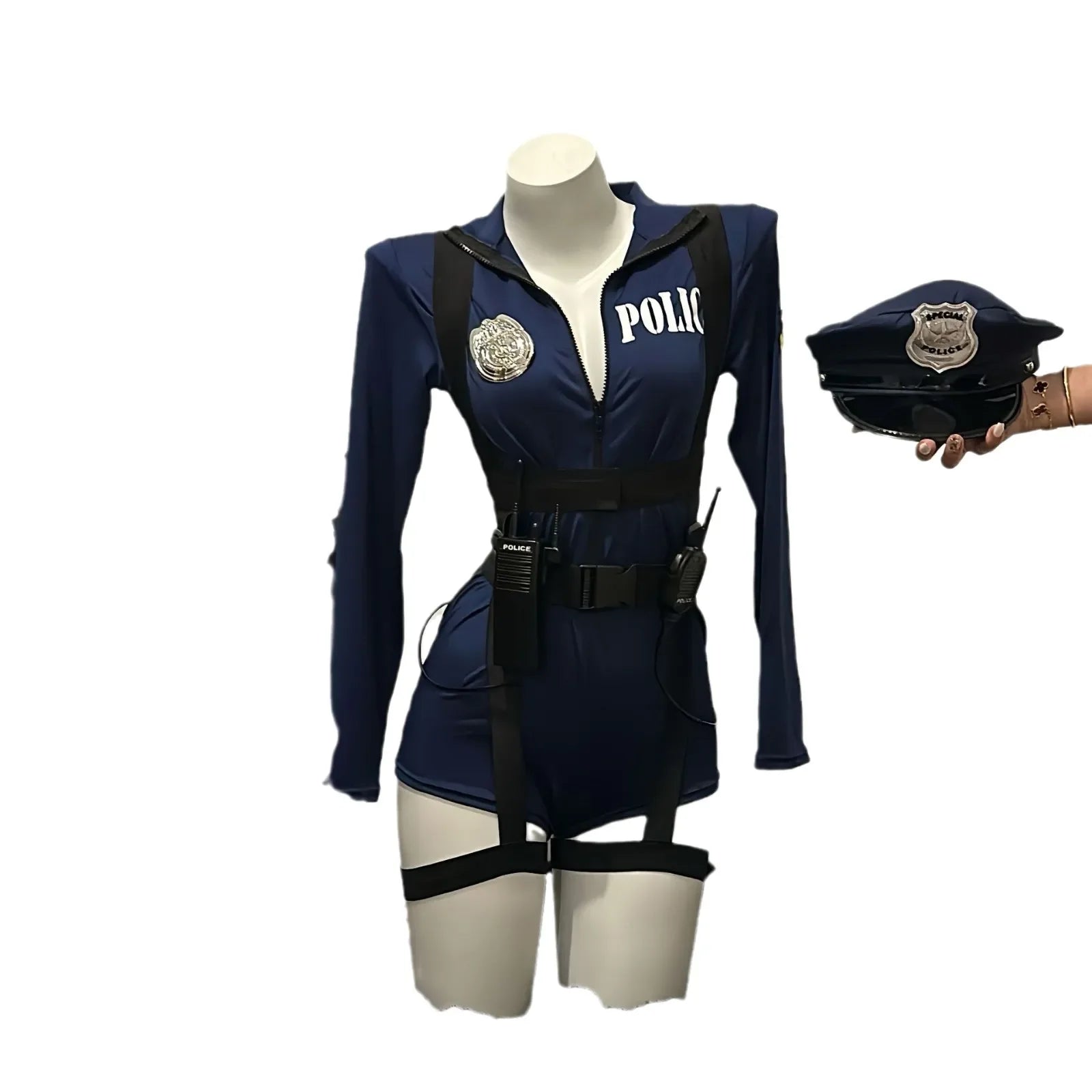 Halloween Sexy Cop Cosplay Erotic Lingerie Policewoman Costume Police Uniform Women Jumpsuit Nightclub Performance Costumes