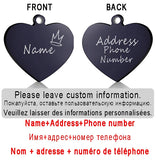 Dog ID Heart Tag Custom Personalized Cat Collar Pendant Engraved Pet Necklace Chain Charm Supplies For Name Products