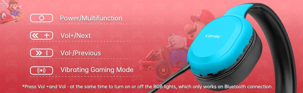 KOFIRE UT-01 Wireless Gaming Headset for Nintendo Switch Lite OLED Model, 2.4GHz Ultra-Low Latency BT  Headphone with Microphone
