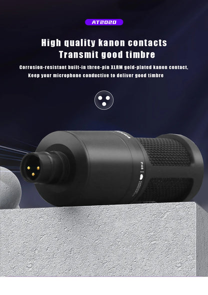 AT2020 Condenser Microphone for Recording Gaming Microfono Condenser Professional Microphone,Cardioid Mic for Singing