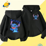 2024 Disney Stitch zipper coat Cartoon Jacket Girls Coat Spring Autumn Children Outerwear Kids Casual Jackets Costume 2-7 Years