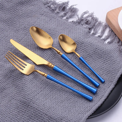 12/16/20 Pieces Stainless Steel Western Tableware Knife Fork Spoon Set Gold Cutlery Set Black Dinnerware Mirror Kitchen Utensils