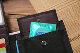 100% Genuine Leather Men Wallets Premium Product Real Cowhide Wallets for Man Short Black Walet Portefeuille Homme