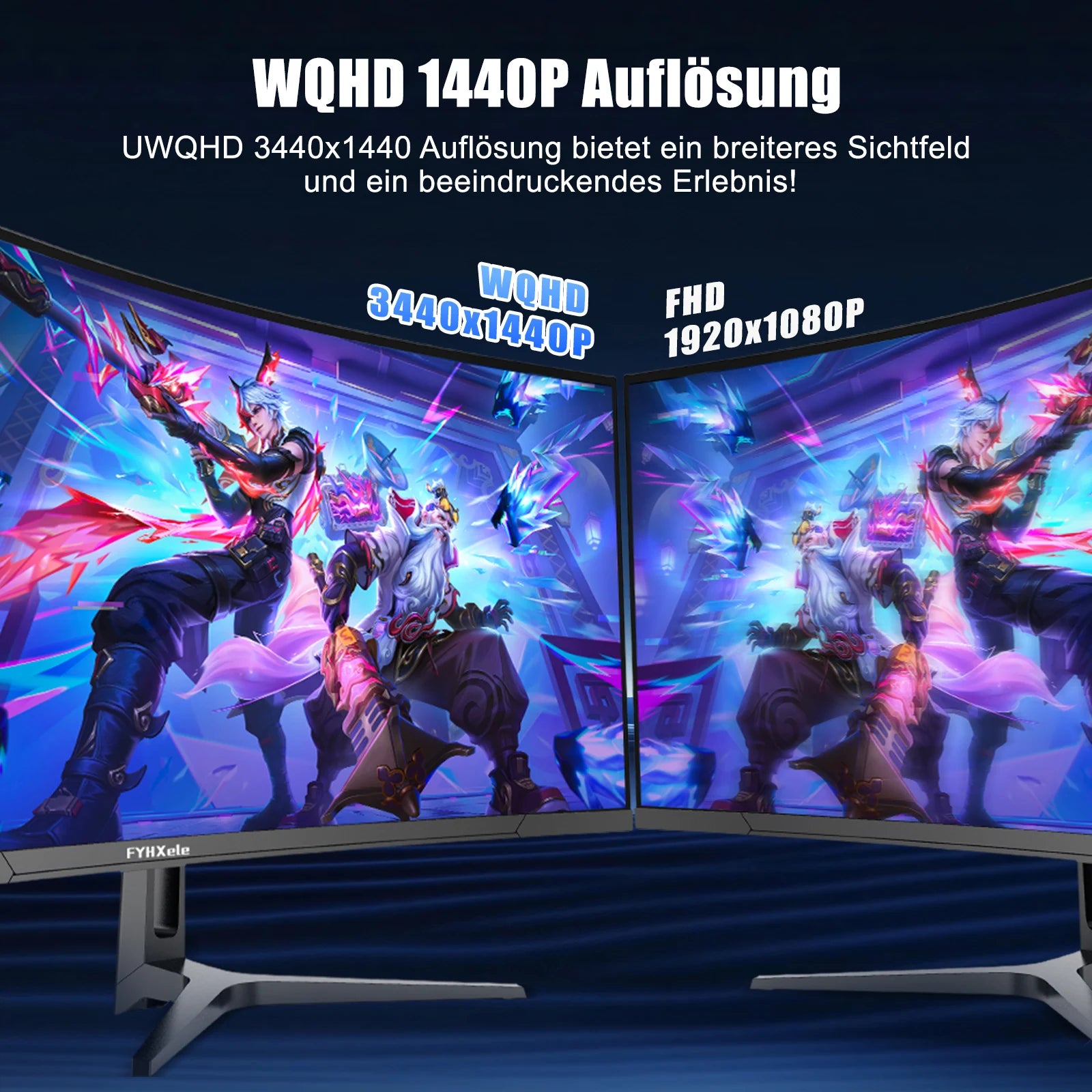 FYHXele 34 inch 99% sRGB Gaming Office Curved Screen 165Hz Refresh Rate 1ms High Reaction Speed Equipped With 3440*1440P Resolution HDMI or DP Interface 21::9 Proportional Screen