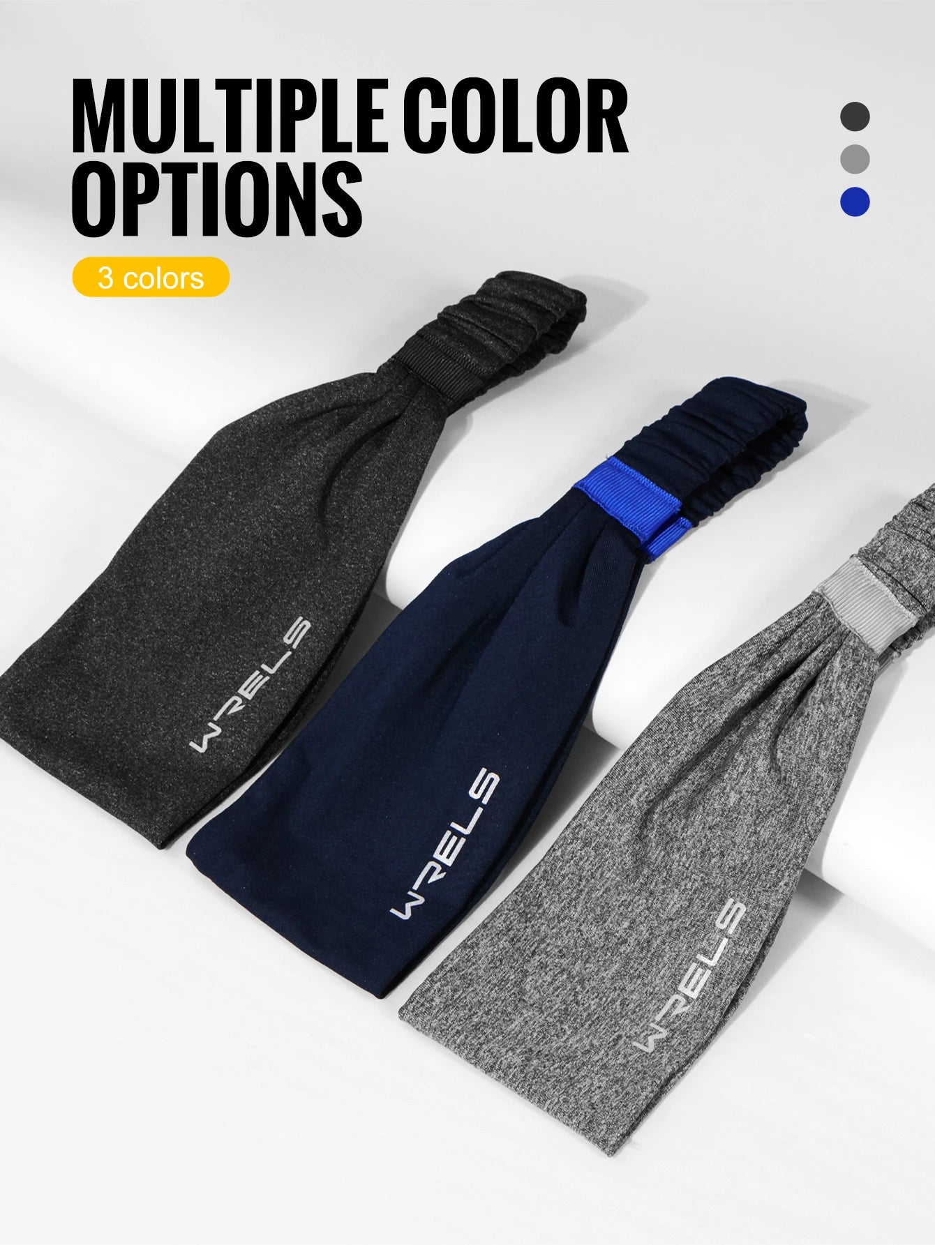 WRELS 1/2/3Pcs Sweatband Sports Headband for Men Women Moisture Wicking Workout Headband Sweat Band Non Slip Elastic Hairband