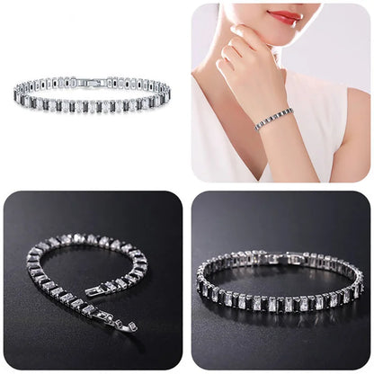 Pulseras de tenis de cristal arcoíris para mujer, color plata Kpop, regalos para amigas, cadena de brazalete de circonitas coloridas, joyería para la mano H167-M
