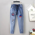 XL-6XL Plus Size jeans for Women Mom Jeans Woman Elastic High Waist Blue BaggyJeans Denim Ripped Jeans Female Harem Pants
