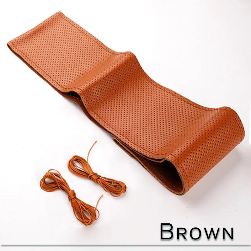 38cm 15inch Car Steering Wheel Braid Cover Artificial leather Needles And Thread Soft Non-slip Auto Interior Accessories Kits