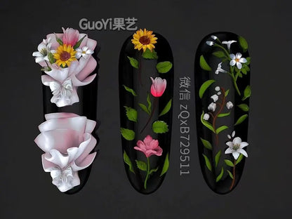 1pc Bowknot Candles Jellyfish Shell Rose Leaf  3D Acrylic Mold Nail Art Decoration Nails DIY Design Silicone  Nails Mold