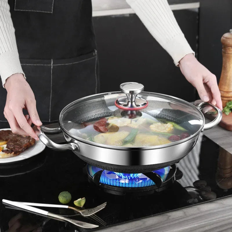 32cm 304 Stainless Steel Frying Pan Food Grade Non-Stick Pan Honeycomb Pot Bottom Induction Cooker Gas Stove General Wok