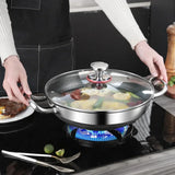 32cm 304 Stainless Steel Frying Pan Food Grade Non-Stick Pan Honeycomb Pot Bottom Induction Cooker Gas Stove General Wok