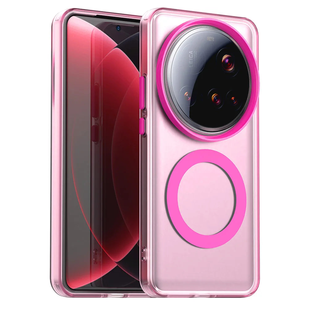 Matte Clear Magnetic Wireless Charge Magsafe Case For Xiaomi 15 Ultra 14T Pro Civi4 Military Armor Shockproof Candy Color Cover