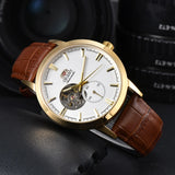 Orient Double Lion Watch Japanese Fully Automatic Mechanical Watch Hollowed Out Business Men's Watch Leather Strap
