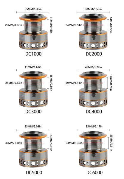 BILLINGS DC 1000~7000 Series,5.2:1 Gear Ratio,26LB Max Drag,CNC Metal Spool,Spinning Fishing Reel,For Freshwater Saltwater