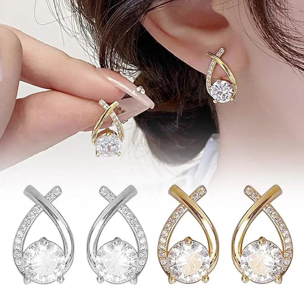 Elegant Cross Earrings for Women, Crystal Rings, Fishtail Jewelry, Lady's Gifts, Korean Style, Fashion