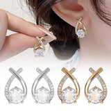Elegant Cross Earrings for Women, Crystal Rings, Fishtail Jewelry, Lady's Gifts, Korean Style, Fashion