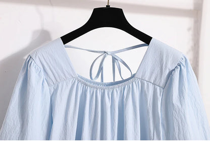 Plus Size Shirts & Blouses Women Summer 2025 New Arrival Korean Fashion Tops Short Puff Sleeve Loose Sweet Blouse Woman L-4XL