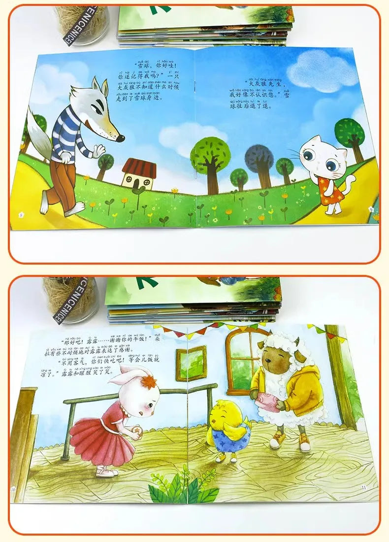 10pcs Children Language Ability Training Emotion Management Early Education Chinese Characters Audio Reading Bedtime Story Books