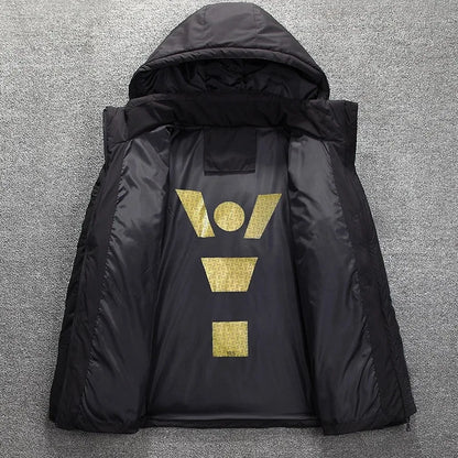 Chaqueta de plumón de 20 grados para hombre, parka de invierno para hombre, chaqueta de plumón de pato blanca con capucha para exteriores, abrigo de nieve acolchado grueso y cálido de gran tamaño M-4XL