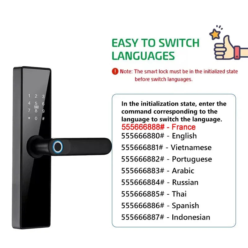 H4 Tuya Electronic Lock Wifi Smart Door Lock Fingerprint Lock Password IC Card Key USB Charge For Smart Home