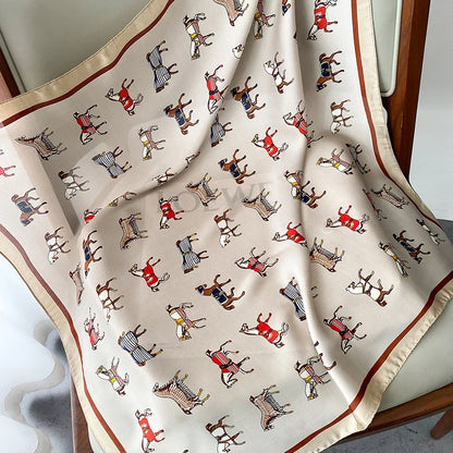 2024 Horse Print Female Silk Neck Scarf Square Hair Scarves Foulard Head Band Shawls Wraps Neckerchief Bandana Women