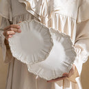 Elegant Classical Plate French Retro Ceramic Dishes Home Plate Rice Bowl Party Tableware Set White Lace Embossed Dinner Plate