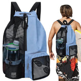 Mesh backpack, swimming drawstring bag, backpack with wet pocket, beach storage backpack, outdoor fishing bag