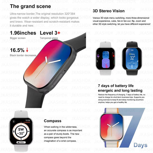 New For Apple Watch 10 GPS NFC Smart Watch Men Women Wireless Charging BT Call Waterproof HD AMOLED Smartwatch For Android IOS