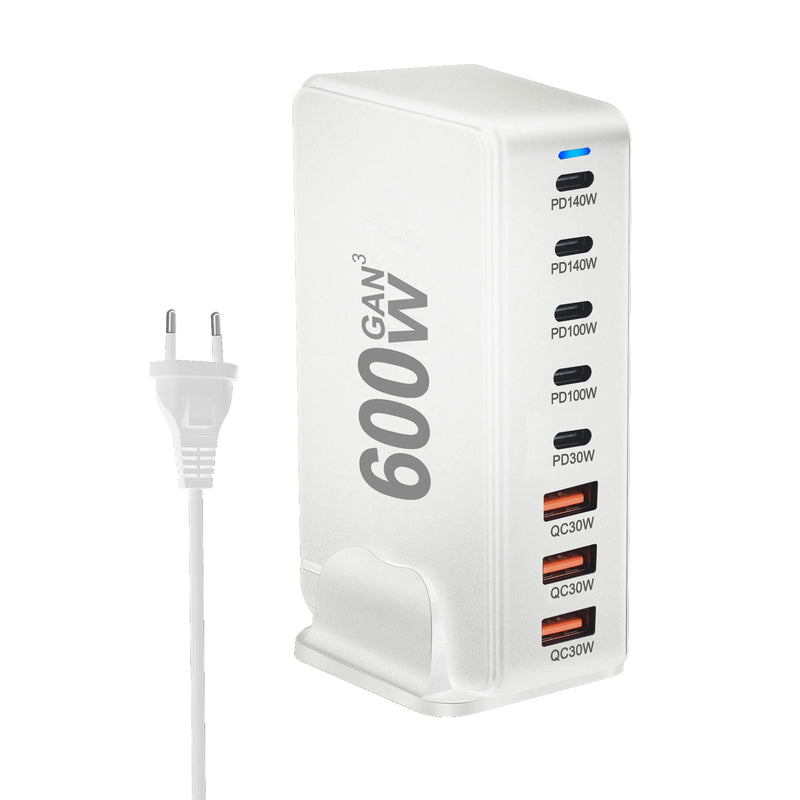 NEW 600W Gan Fast Charge 3.0 USB Type C Fast Charger Mobile 8-port 5C3A PD Charger  Convenient To Carry Tablet Charger
