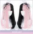 AS Long Straight Black Synthetic Wig For Women With Bangs Black Cosplay Lolita Wigs Heat Resistant Natural Hair