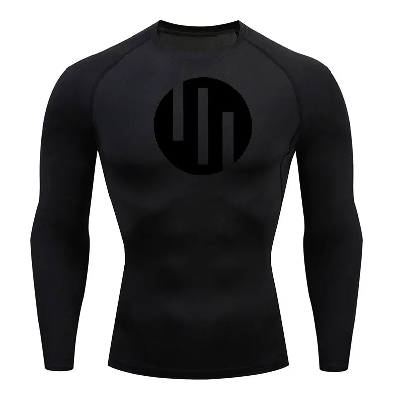 Gym Short Sleeve Running T-Shirt Men's Compression Long Sleeve Shirt Sun Protection Quick Drying Sports Top Black Sportswear 4xl