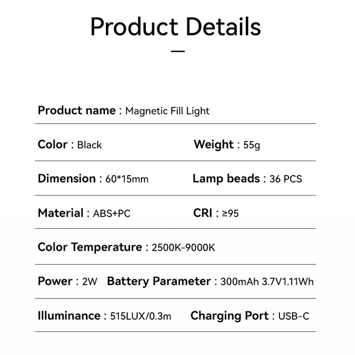 Anillo de luz magnético para selfies, luz de relleno magnética para smartphone, mini luz de bolsillo para selfies para iPhone, XIAOMI, HUAWEI y SAMSUNG (2500K-9000K)