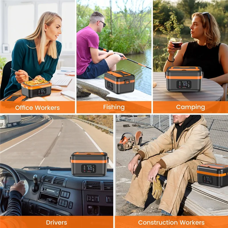 A98I-Cordless Electric Lunch Box, Rechargeable Self-Heating Food Warmer With 16000Mah Battery, For Work/Travel/Car/Office