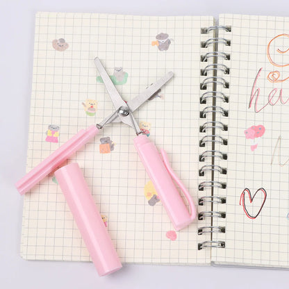 Tijeras portátiles con forma de bolígrafo, tijeras plegables creativas y seguras, herramienta multifunción para cortar papel, suministros para la escuela y la oficina.