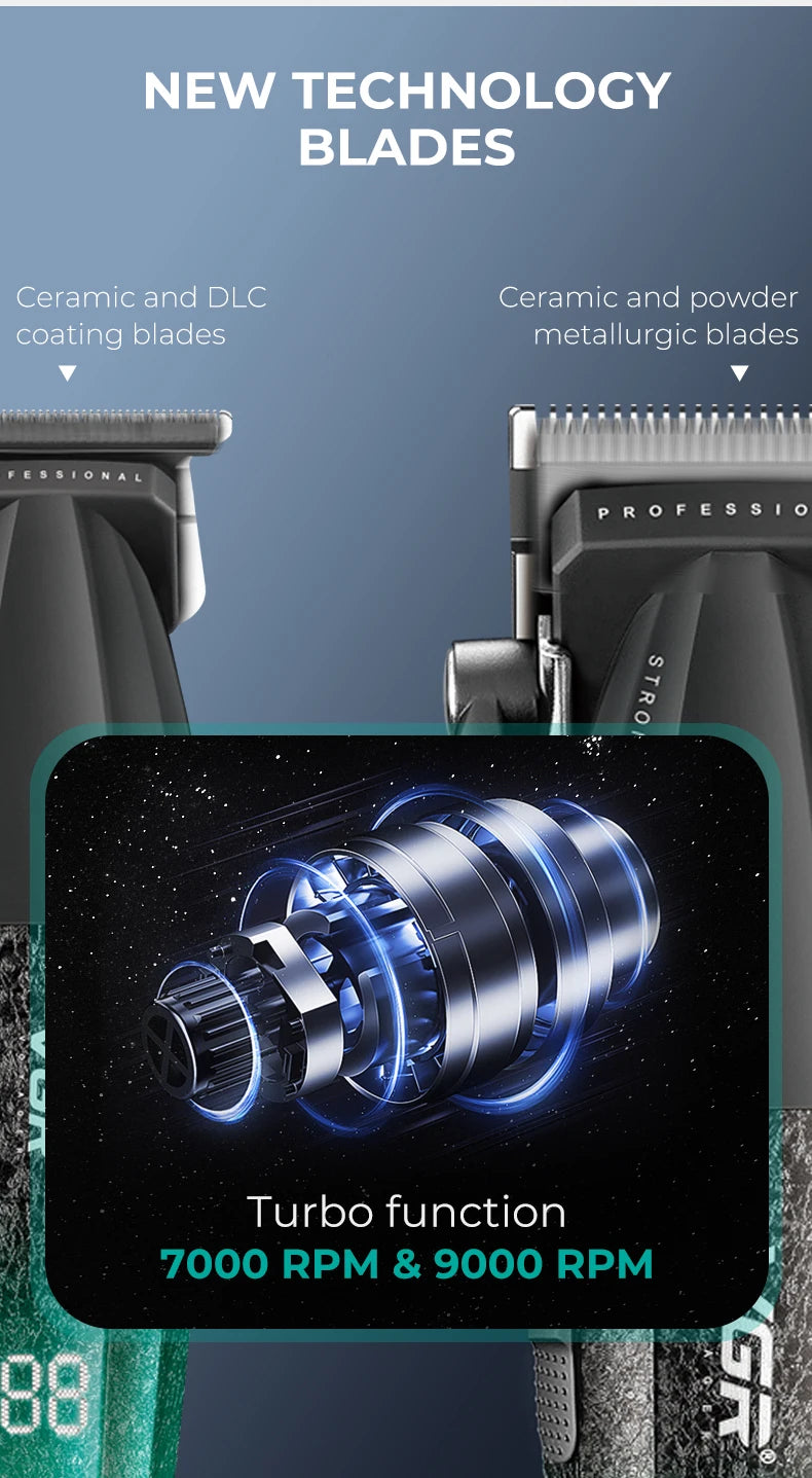 VGR Professional Hair Trimmer 9000 RPM Cordless Hair Clipper Rechargeable Hair Trimmer Metal Trim