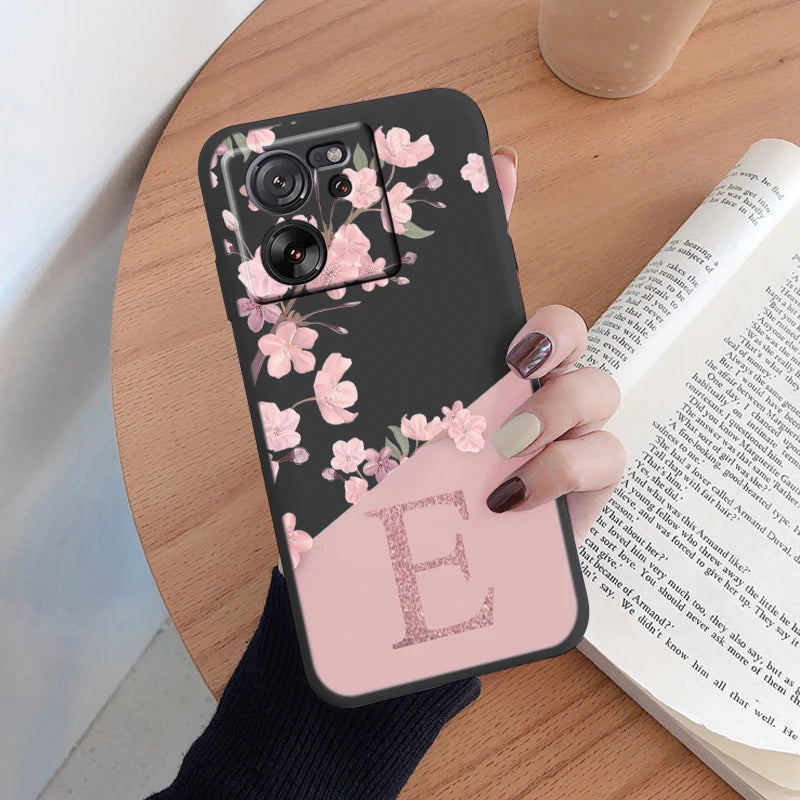 Funda para Xiaomi 13T Pro con diseño de flores y letras, a prueba de golpes, de silicona suave, para Xiaomi 13T