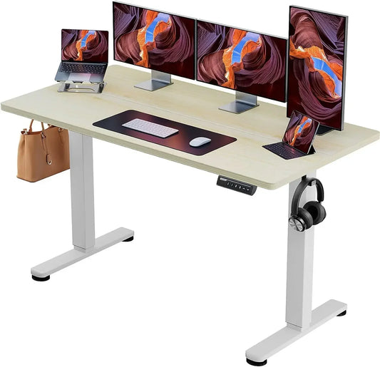 ad Height Adjustable Electric Standing Desk, 55 x 28 Inches Sit Stand up Desk, Memory Computer Home Office Desk