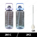 2025 Spring/Summer 2L Large Capacity Outdoor Plastic Bouncing Straw Sports Water Bottle Leak-proof Portable Refill Cups