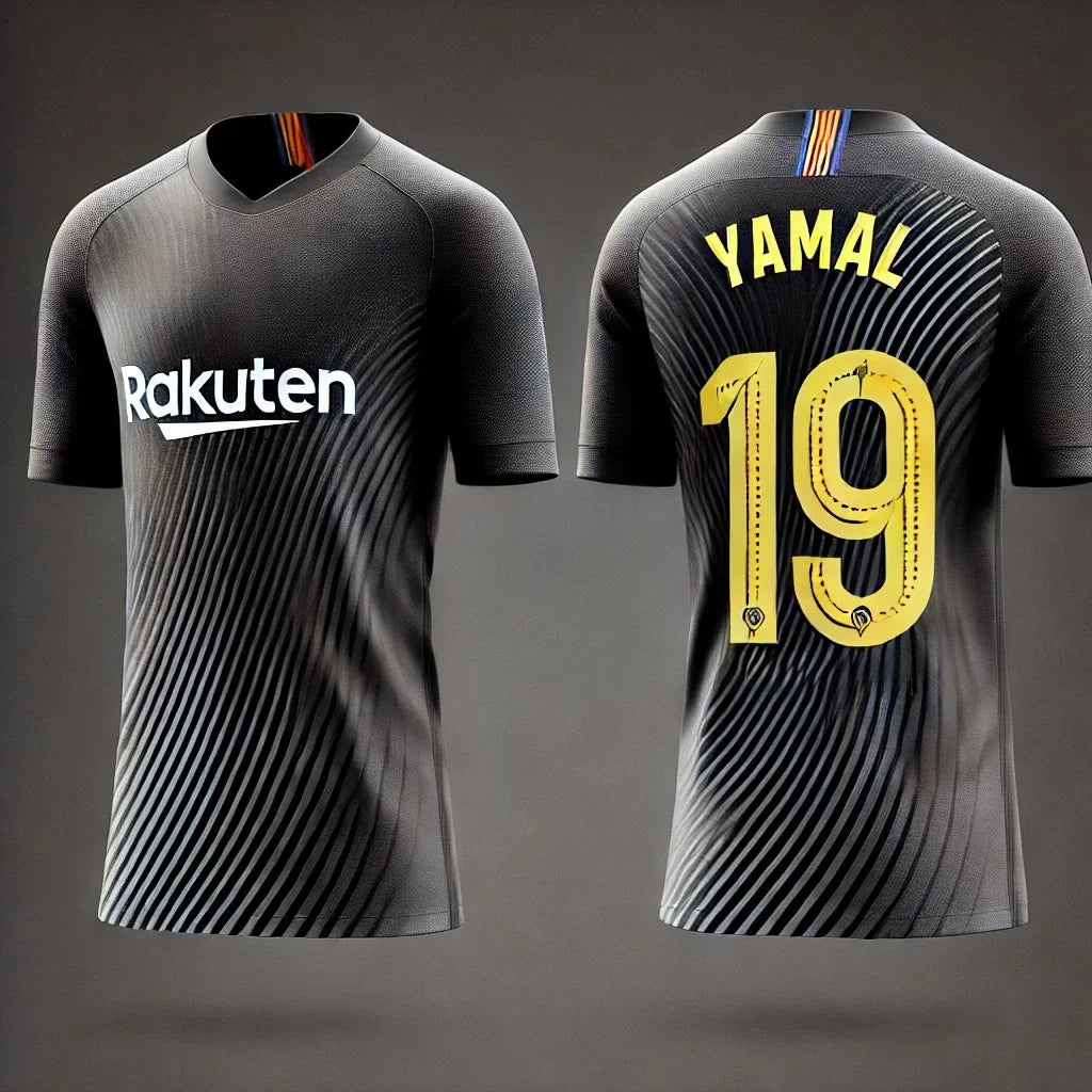Barcelona Special Edition No.19 Footballer Yamal Short sleeved T-shirt Men's Youth Sports Loose Breathable Quick drying Shirt