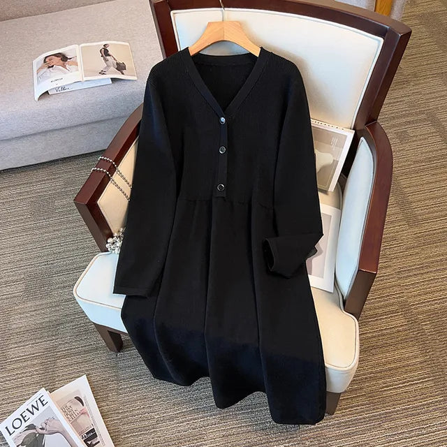 Vestido longo com decote em v para mulheres, busto 160, 155kg plus size, branco e preto, 5XL, 6XL, 7XL, 8XL, 9XL, outono e inverno