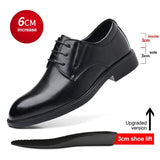 3/6/8 CM Elevator Shoes Men Dress Shoes Black Soft Leather Men Heightening Formal Shoes Casual Business Men Oxfords Suit Shoes