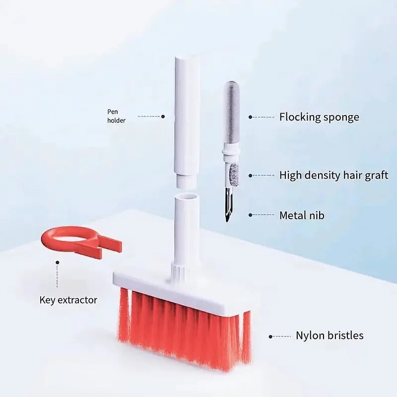 5-in-1 Cleaning Pen Dust Removal Brush, Detachable Dual Headed Keyboard Brush, Multifunctional Earphone Dust Removal Brush